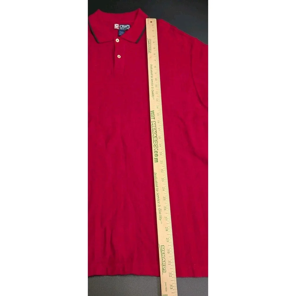 Vintage Chaps Ralph Lauren Red Textured Polo Shirt XL Grail